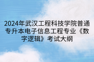 2024年武漢工程科技學(xué)院普通專(zhuān)升本電子信息工程專(zhuān)業(yè)《數(shù)字邏輯》考試大綱