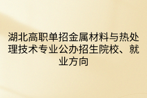 湖北高職單招金屬材料與熱處理技術(shù)專業(yè)公辦招生院校、就業(yè)方向