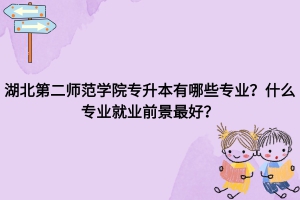 湖北第二師范學(xué)院專升本有哪些專業(yè)？什么專業(yè)就業(yè)前景最好？