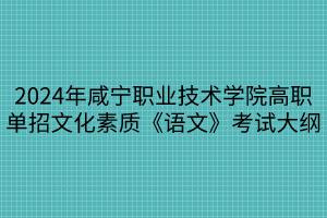 2024年咸寧職業(yè)技術學院高職單招文化素質《語文》考試大綱