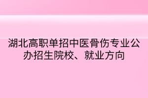 湖北高職單招中醫(yī)骨傷專業(yè)公辦招生院校、就業(yè)方向