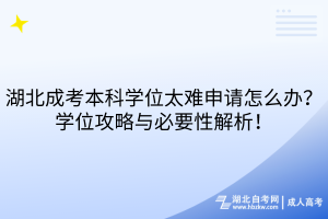 湖北成考本科學位太難申請怎么辦？學位攻略與必要性解析！