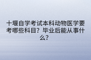 十堰自學(xué)考試本科動(dòng)物醫(yī)學(xué)要考哪些科目？畢業(yè)后能從事什么？