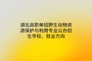 湖北高職單招野生動物資源保護與利用專業(yè)公辦招生學校、就業(yè)方向