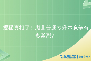 揭秘真相了！湖北普通專升本競爭有多激烈？