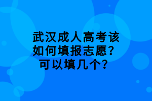 武漢成人高考該如何填報(bào)志愿？可以填幾個(gè)？