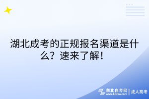 湖北成考的正規(guī)報(bào)名渠道是什么？速來(lái)了解！