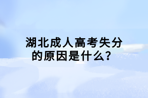湖北成人高考失分的原因是什么？