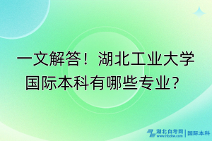 一文解答！湖北工業(yè)大學(xué)國際本科有哪些專業(yè)？