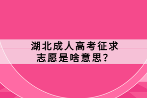 湖北成人高考征求志愿是啥意思？