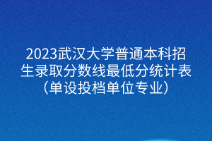 2023武漢大學普通本科招生錄取分數(shù)線最低分統(tǒng)計表（單設投檔單位專業(yè)）