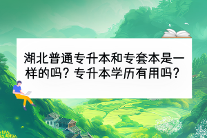 湖北普通專升本和專套本是一樣的嗎？專升本學(xué)歷有用嗎？