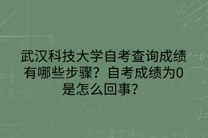 武漢科技大學(xué)自考查詢成績(jī)有哪些步驟？自考成績(jī)?yōu)?是怎么回事？
