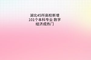 湖北45所高校新增101個本科專業(yè)數字經濟成熱門