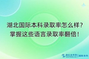 湖北國際本科錄取率怎么樣？掌握這些語言錄取率翻倍！