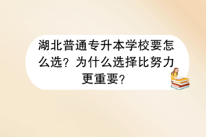 湖北普通專升本學(xué)校要怎么選？為什么選擇比努力更重要？