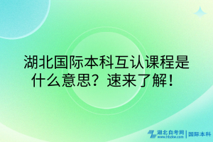 湖北國際本科互認課程什么意思？速來了解！