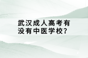 武漢成人高考有沒有中醫(yī)學(xué)校？