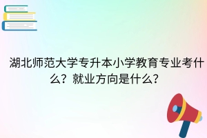 湖北師范大學(xué)專升本小學(xué)教育專業(yè)考什么？就業(yè)方向是什么？