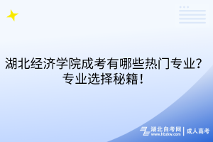 湖北經(jīng)濟學(xué)院成考有哪些熱門專業(yè)？專業(yè)選擇秘籍！