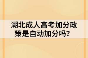 湖北成人高考加分政策是自動(dòng)加分嗎？