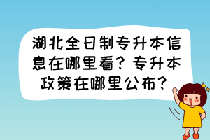 湖北全日制專升本信息在哪里看？專升本政策在哪里公布？