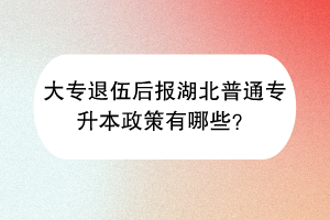 大專退伍后報(bào)湖北普通專升本政策有哪些？