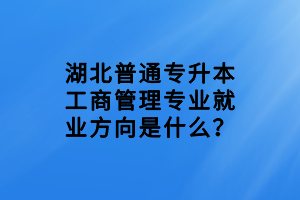 湖北普通專升本工商管理專業(yè)就業(yè)方向是什么？