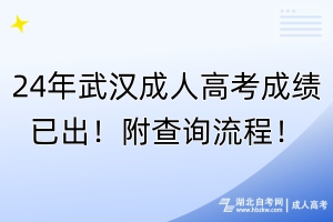 24年武漢成人高考成績已出！附查詢流程！