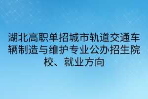 湖北高職單招城市軌道交通車輛制造與維護(hù)專業(yè)公辦招生院校、就業(yè)方向