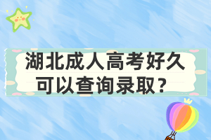 湖北成人高考好久可以查詢錄取？
