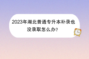 2023年湖北普通專升本補錄也沒錄取怎么辦？