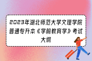 2023年湖北師范大學(xué)文理學(xué)院普通專(zhuān)升本《學(xué)前教育學(xué)》考試大綱