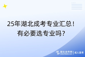 25年湖北成考專業(yè)匯總！有必要選專業(yè)嗎？