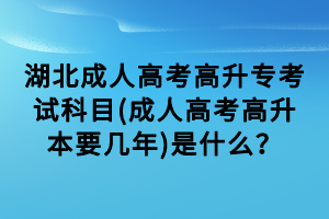湖北成人高考高升專考試時間(成考高升專需要考幾次)在什么時候？