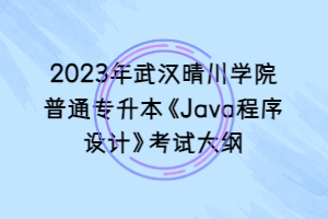 2023年武漢晴川學院普通專升本《Java程序設計》考試大綱