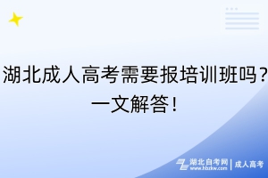 湖北成人高考需要報培訓(xùn)班嗎？一文解答！
