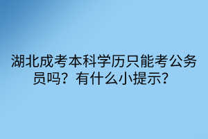 湖北成考本科學(xué)歷只能考公務(wù)員嗎？有什么小提示？