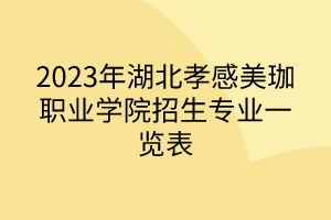 2024年湖北孝感美珈職業(yè)學院招生專業(yè)一覽表