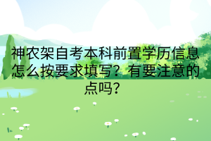 神農(nóng)架自考本科前置學(xué)歷信息怎么按要求填寫？有要注意的點(diǎn)嗎？