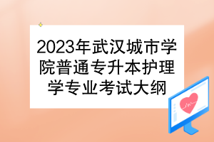 2023年武漢城市學院普通專升本護理學專業(yè)考試大綱