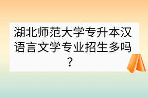 湖北師范大學(xué)專升本漢語言文學(xué)專業(yè)招生多嗎？