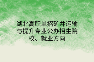 湖北高職單招礦井運(yùn)輸與提升專業(yè)公辦招生院校、就業(yè)方向