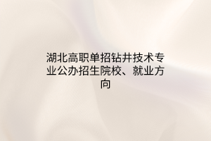 湖北高職單招鉆井技術專業(yè)公辦招生院校、就業(yè)方向