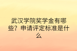 武漢學(xué)院獎(jiǎng)學(xué)金有哪些？申請(qǐng)?jiān)u定標(biāo)準(zhǔn)是什么