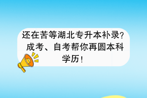 還在苦等湖北專升本補錄？成考、自考幫你再圓本科學歷！