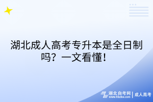 湖北成人高考專升本是全日制嗎？一文看懂！