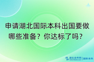 申請湖北國際本科出國要做哪些準備？你達標了嗎？