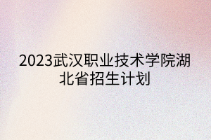2023武漢職業(yè)技術(shù)學(xué)院湖北省招生計劃