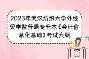 2023年武漢紡織大學(xué)外經(jīng)貿(mào)學(xué)院普通專升本《會計(jì)信息化基礎(chǔ)》考試大綱